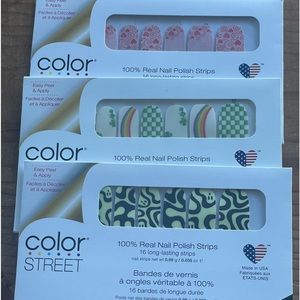 3 sets of 100% real nail polish Color Street Strips Brand New sealed